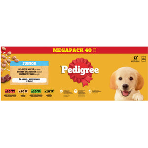 PEDIGREE Pachet plicuri JUNIOR, in jeleu, cu Pui, Miel, Vita si Pasare 40x100g