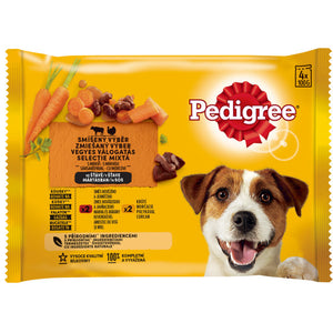 PEDIGREE Pachet plicuri pt. caini Adulti, cu Vita, Miel, Curcan, Morcovi 4x100g