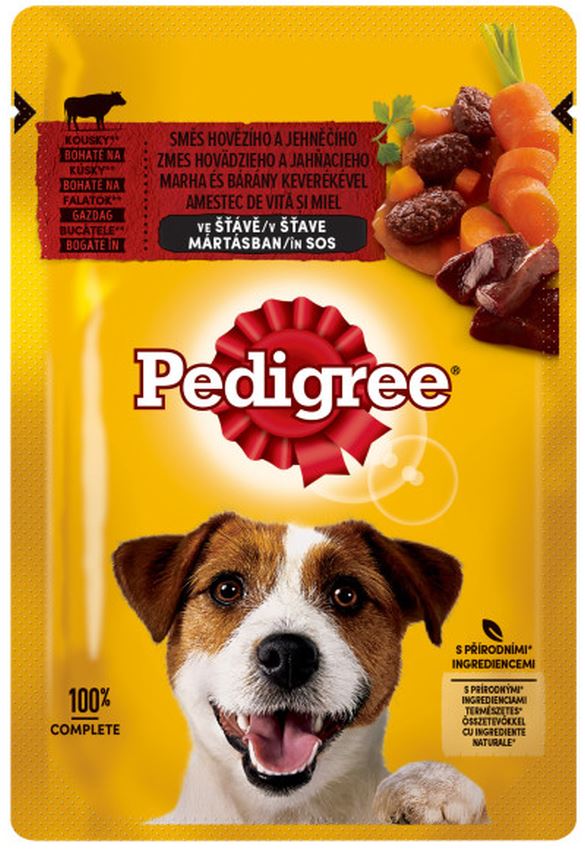 PEDIGREE Plic hrana umeda pt caini Adult, cu Vita si Miel in sos 100g