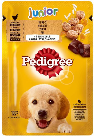 PEDIGREE Plic hrana umeda pt catei JUNIOR, cu Pui si Orez in Aspic 100g