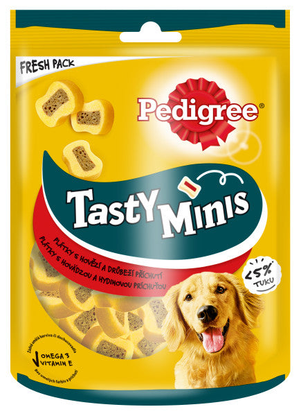 PEDIGREE Tasty Minis Feliute Gumate cu Vita si Pasare 155g