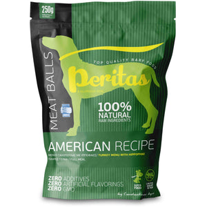 PERITAS Meniu American, hrana congelata pt caini, chiftelte Curcan si Pui 250g