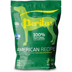 PERITAS Meniu American, hrana cruda congelata pentru caini, cu Curcan si Pui 