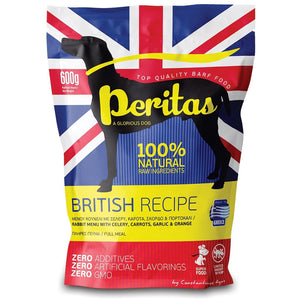 PERITAS Meniu Britanic, hrana cruda congelata pentru caini, Iepure 600g