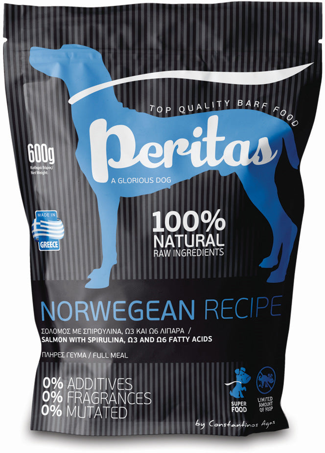 PERITAS Meniu Norvegian, hrana cruda congelata pentru caini, Somon 