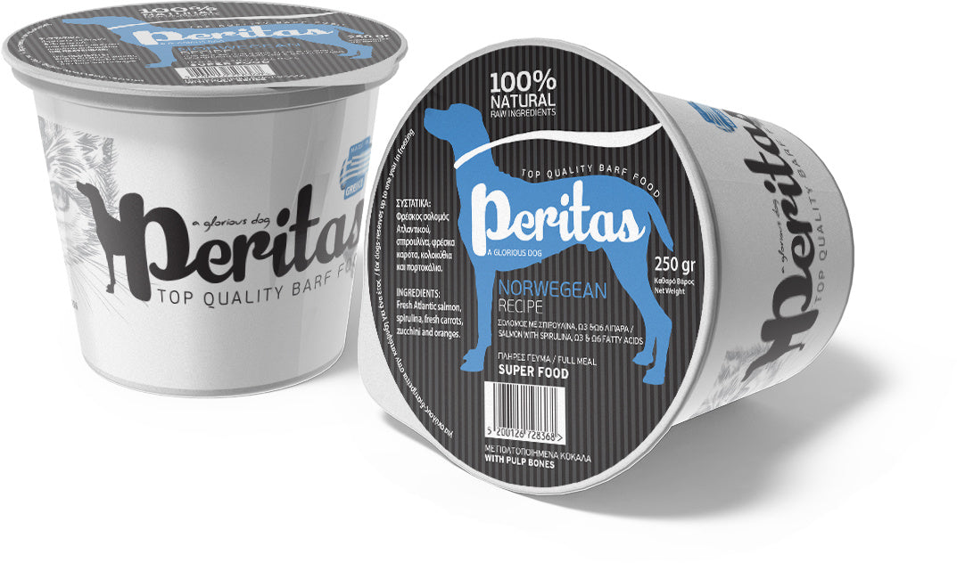 PERITAS Meniu Norvegian, hrana cruda congelata pentru caini, Somon 250g