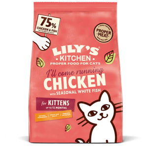 LILY'S KITCHEN I'll come running, hrana uscata KITTEN, cu Pui/peste alb 800g