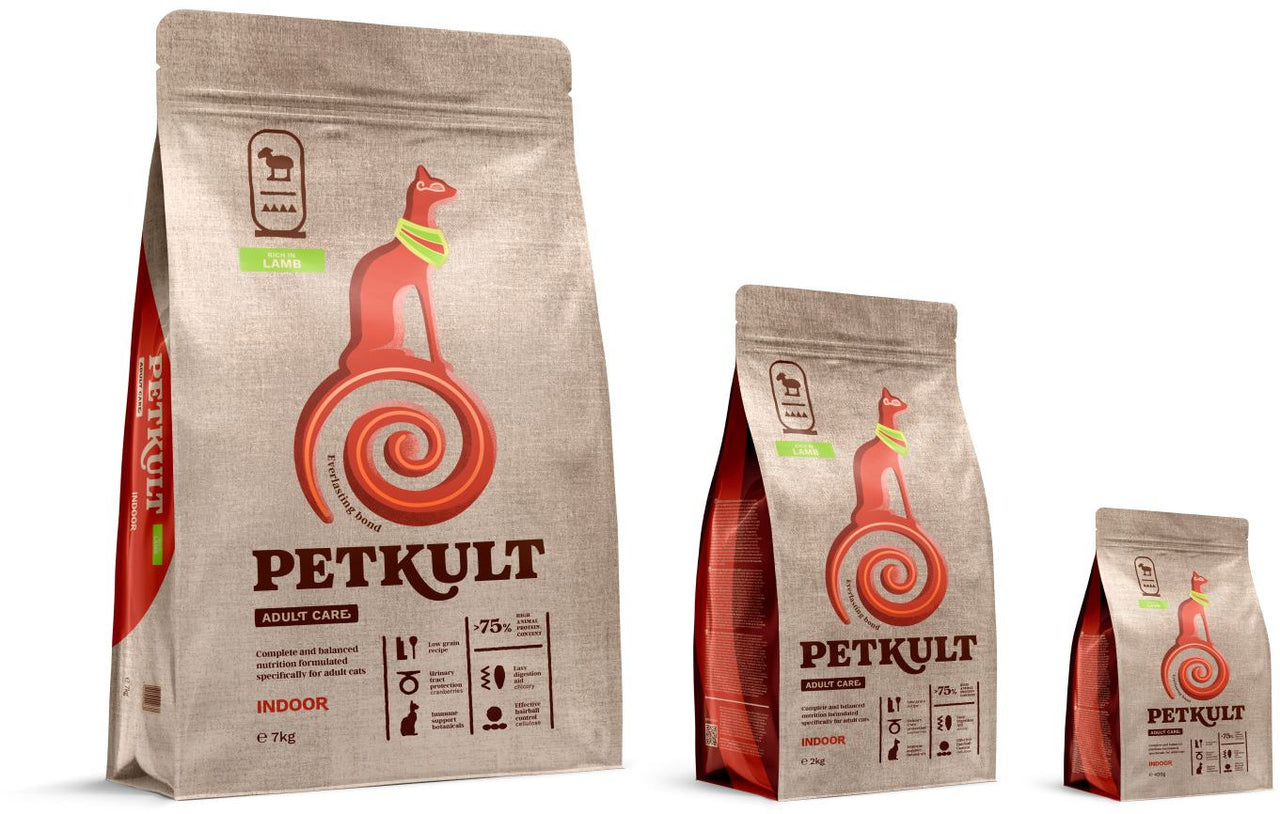 PETKULT Adult Care INDOOR pentru pisici, continut ridicat de Miel