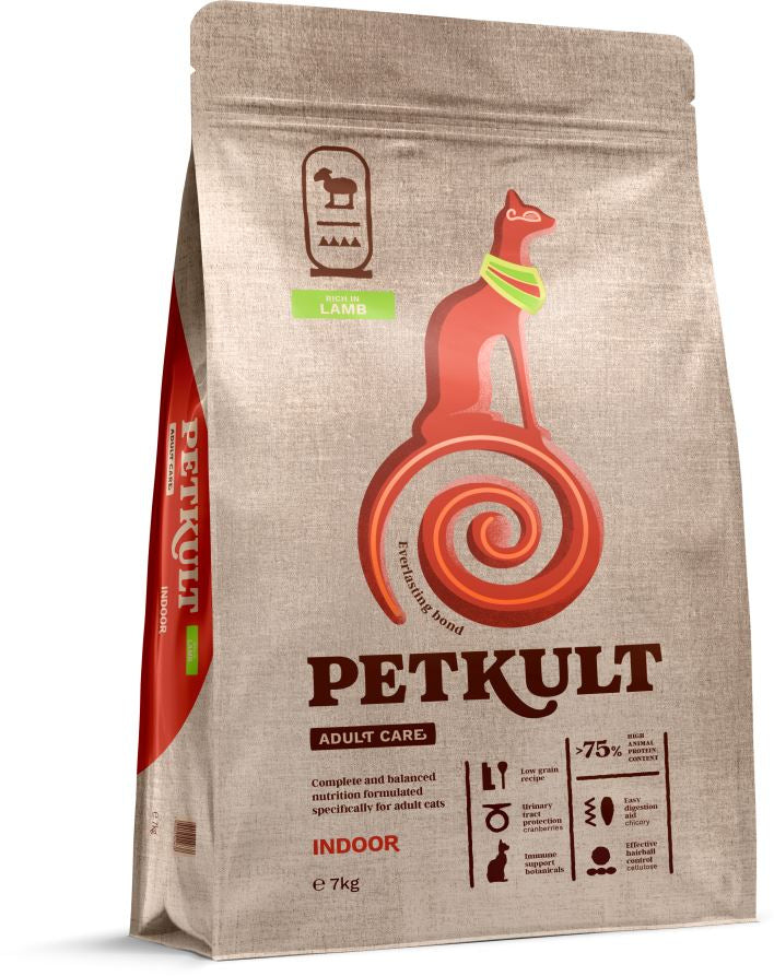 PETKULT Adult Care INDOOR pentru pisici, continut ridicat de Miel 7kg