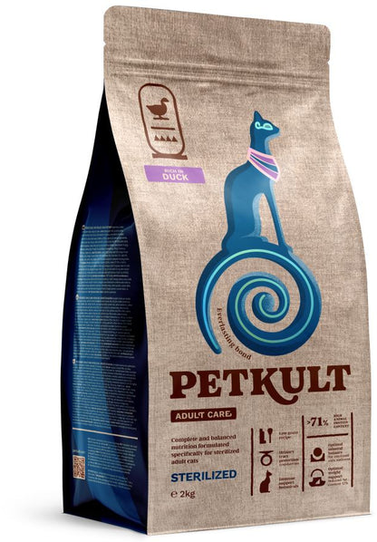 PETKULT Adult Care STERILISED pentru pisici, continut ridicat de Rata 2kg