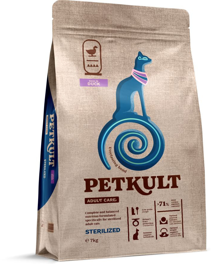 PETKULT Adult Care STERILISED pentru pisici, continut ridicat de Rata 7kg