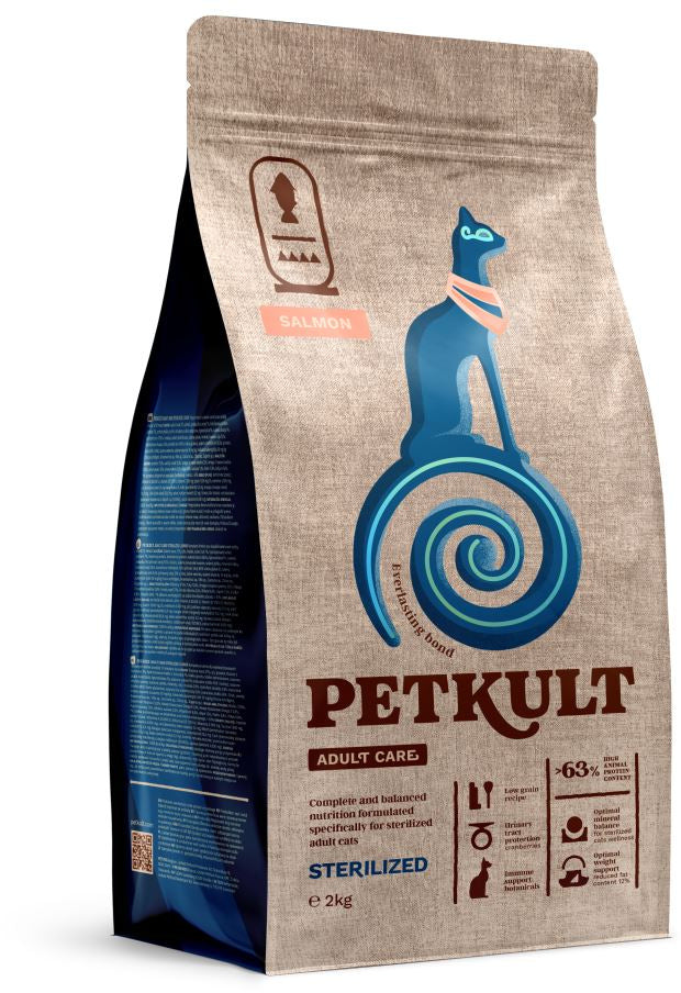 PETKULT Adult Care STERILISED pentru pisici, cu Somon 2kg