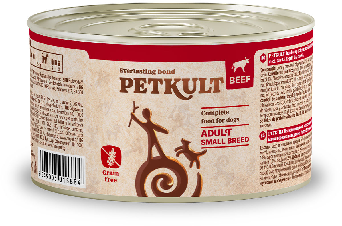 PETKULT Conserva pentru caini de talie mica, cu Vita 185g