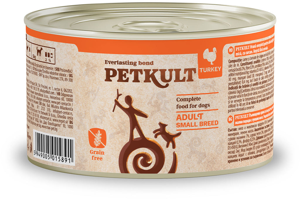 PETKULT Conserva pentru caini de talie mica, Curcan 185g