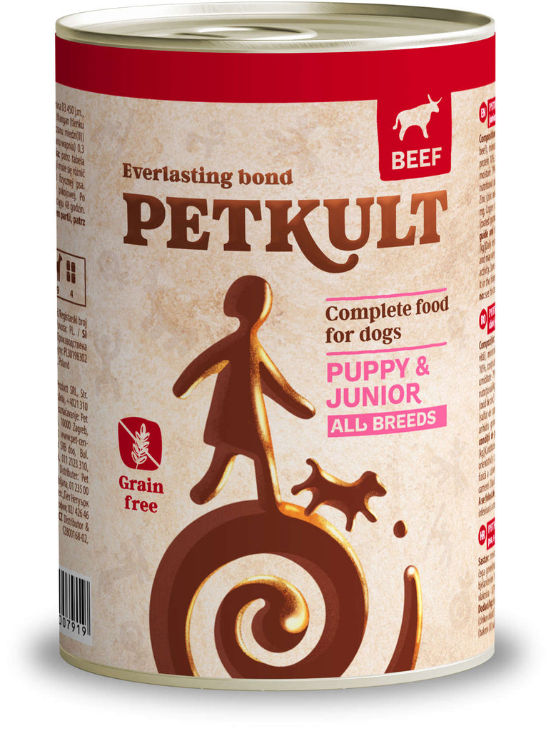 PETKULT Conservă pentru câini JUNIOR, cu Vită - Maxi-Pet.ro