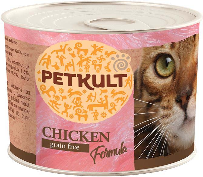 PETKULT Conserva pentru pisici, cu Pui 185g