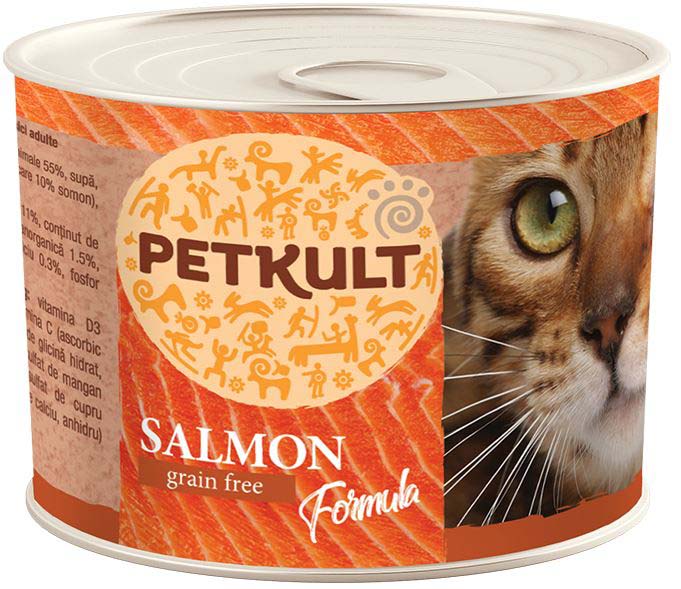 PETKULT Conserva pentru pisici, cu Somon 185g