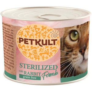 PETKULT Conserva pentru pisici sterilizate, cu Iepure 185g