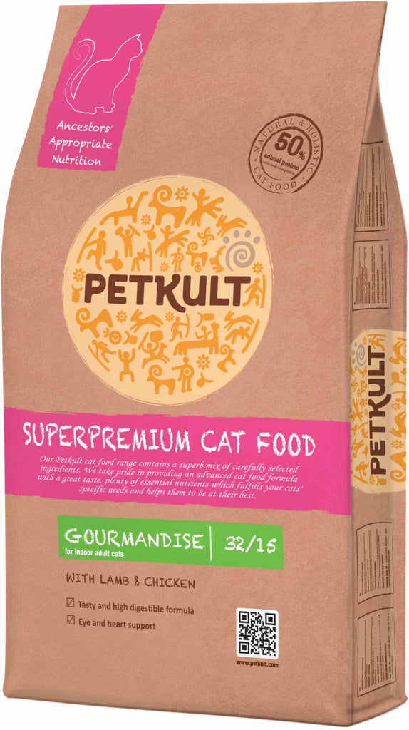 PETKULT Gourmandise, hrana uscata pentru pisici, cu Miel şi Pui