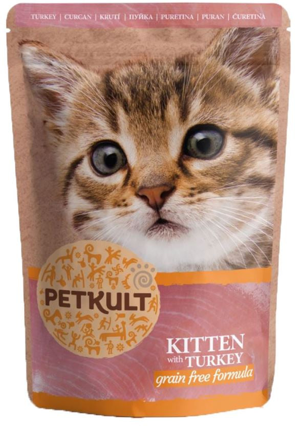 PETKULT Plic pentru KITTEN, Curcan 100g - Maxi-Pet.ro
