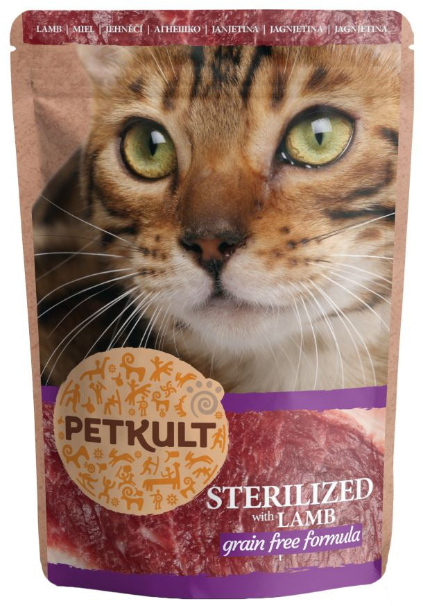 PETKULT Plic pentru pisici sterilizate, cu Miel 100g - Maxi-Pet.ro