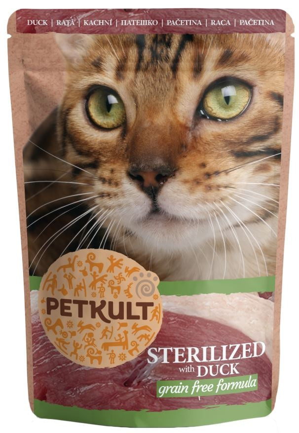 PETKULT Plic pentru pisici sterilizate, cu Raţa 100g