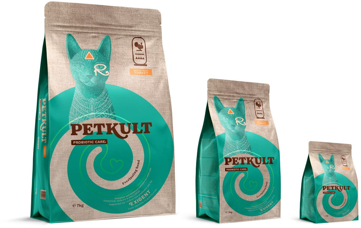 PETKULT Probiotic Care EXIGENT pentru pisici, continut ridicat de Curcan 