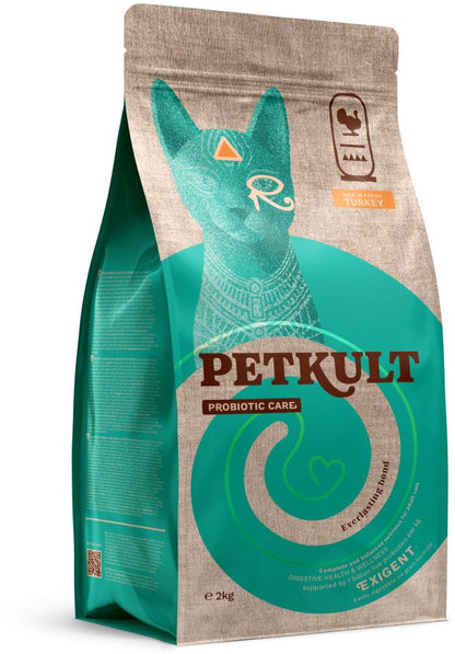 PETKULT Probiotic Care EXIGENT pentru pisici, continut ridicat de Curcan 2kg