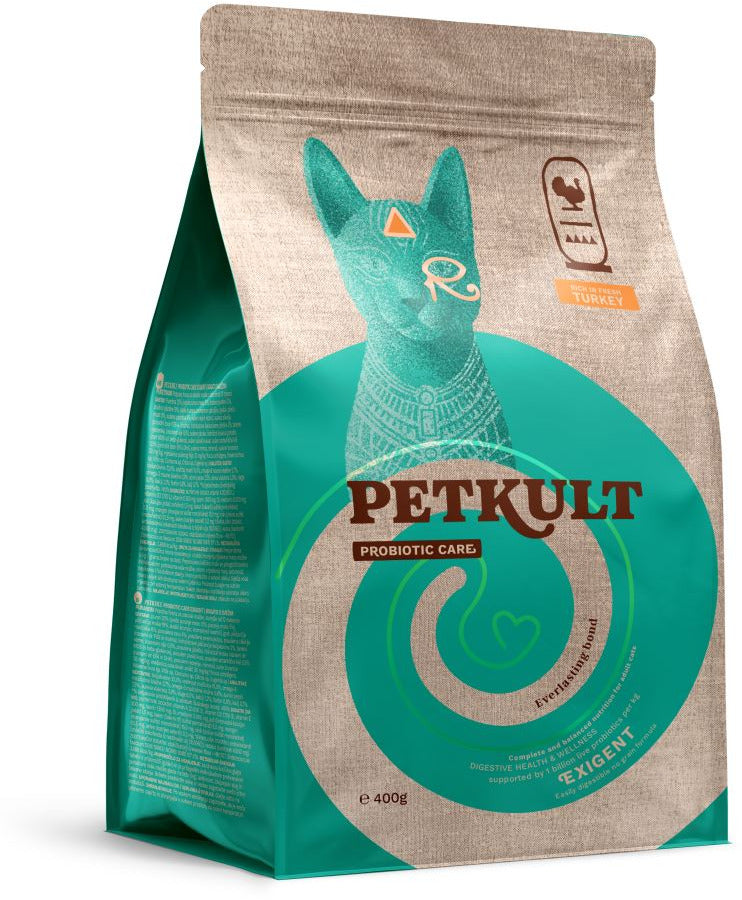 PETKULT Probiotic Care EXIGENT pentru pisici, continut ridicat de Curcan 400g