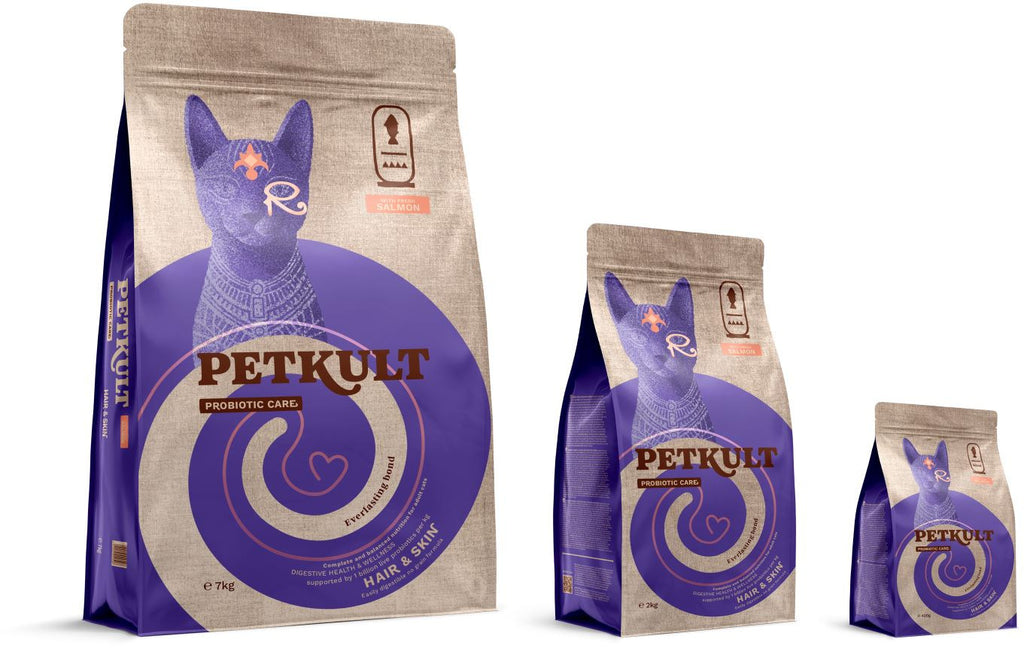 PETKULT Probiotic Care HAIR&SKIN pentru pisici, cu Somon proaspat 