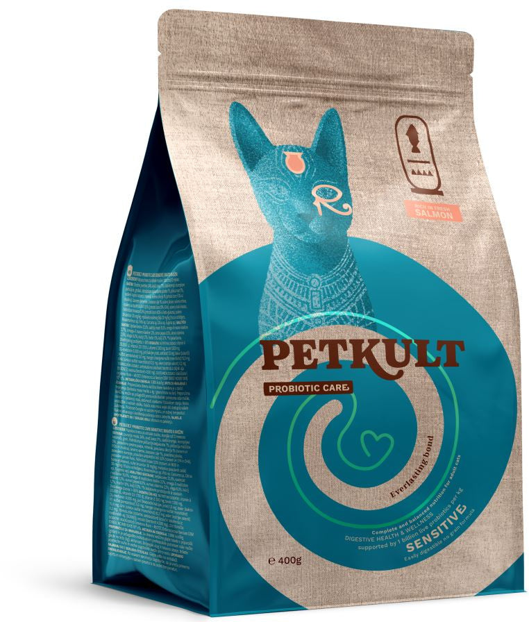 PETKULT Probiotic Care SENSITIVE pentru pisici, continut ridicat de Somon 400g