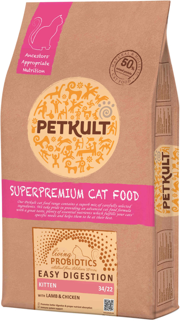 PETKULT Probiotics, hrană pentru KITTEN, cu Miel şi Pui - Maxi-Pet.ro
