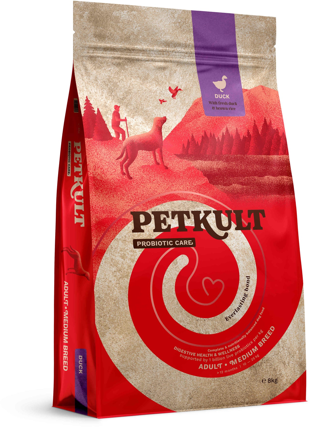 PETKULT Probiotics Adult medium, talie medie, Rata si orez 8kg