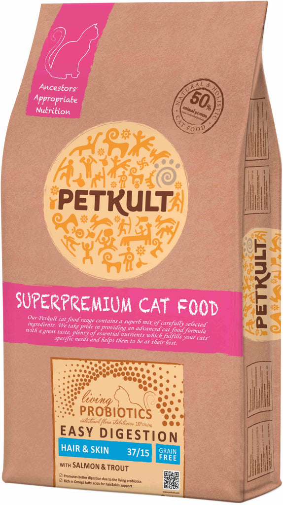PETKULT Probiotics Hair&Skin, hrana pentru pisici, cu Somon şi Pastrav