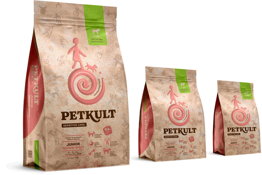 PETKULT Sensitive JUNIOR medium, talie medie, Miel si orez