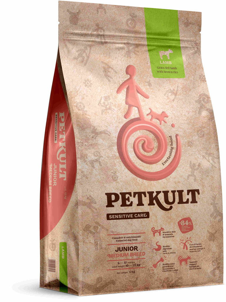 PETKULT Sensitive JUNIOR medium, talie medie, Miel si orez 12kg