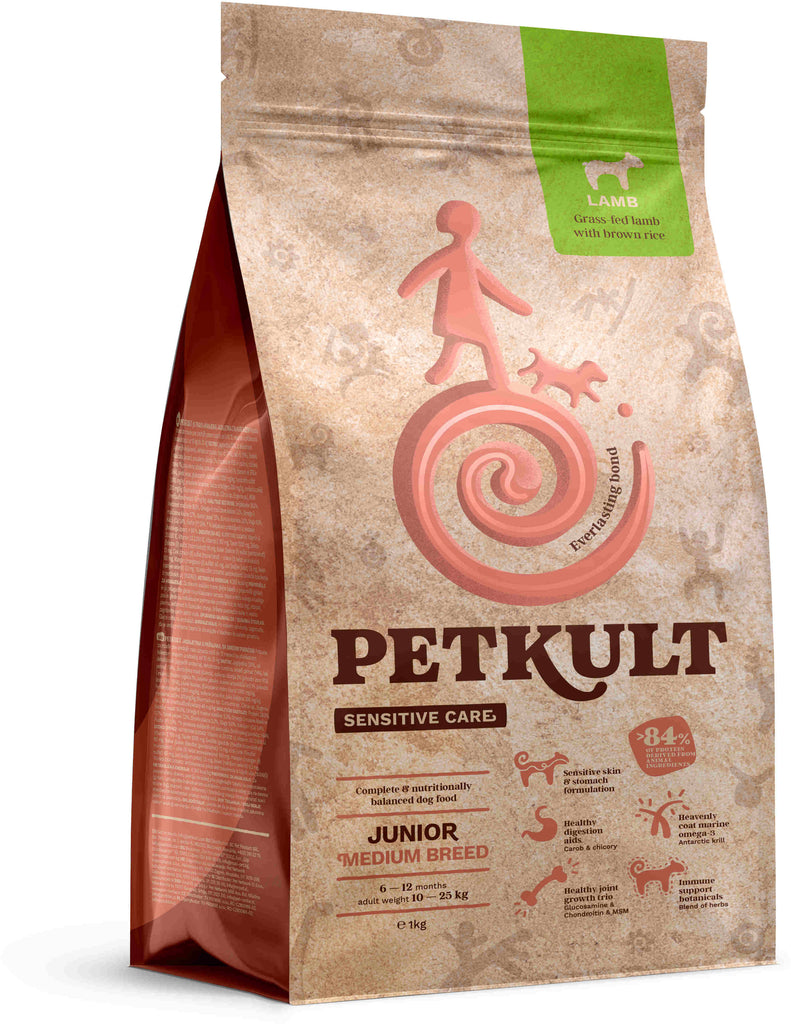 PETKULT Sensitive JUNIOR medium, talie medie, Miel şi orez - Maxi-Pet.ro