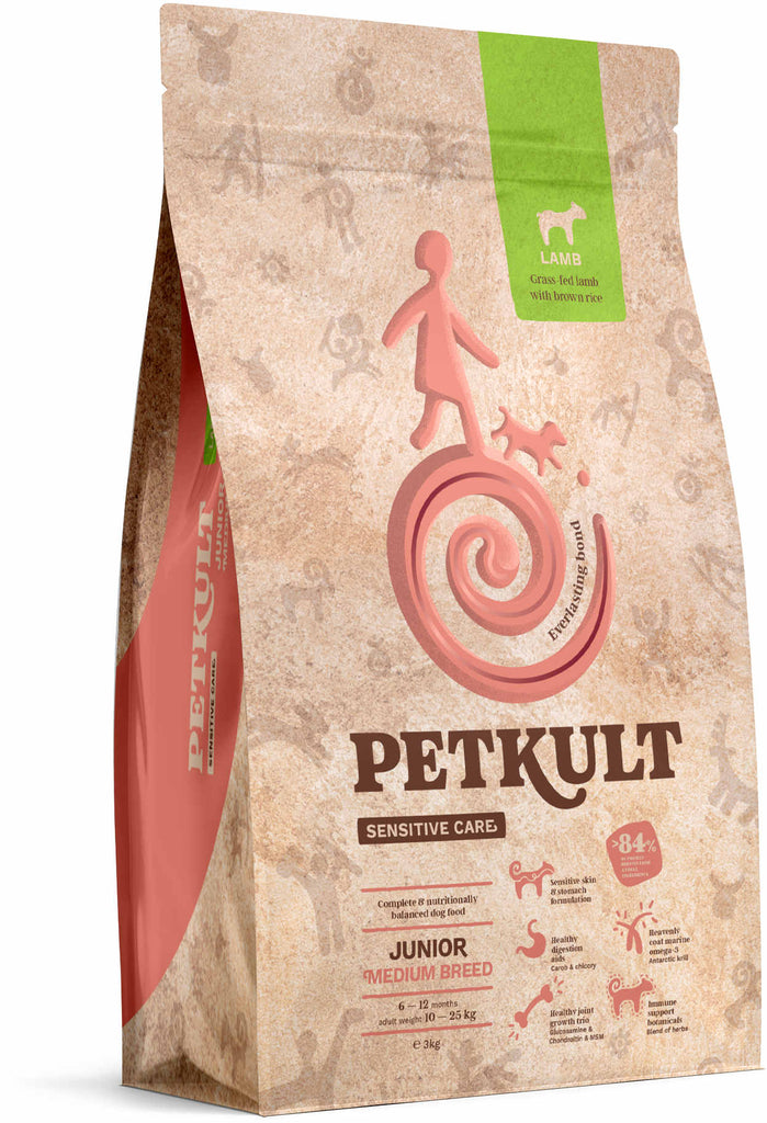 PETKULT Sensitive JUNIOR medium, talie medie, Miel si orez 3kg