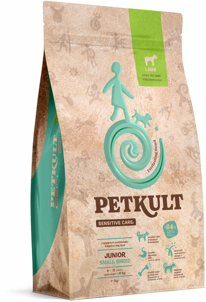 PETKULT Sensitive JUNIOR small, talie mică, Miel şi orez - Maxi-Pet.ro