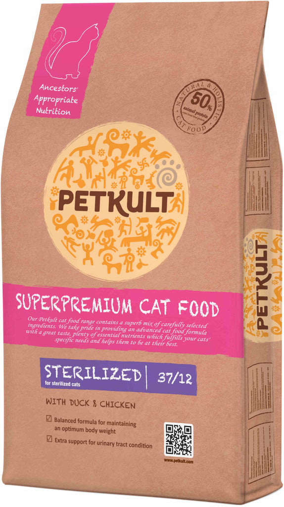 PETKULT Sterilized, hrana pentru pisici sterilizate, cu Raţa şi Pui