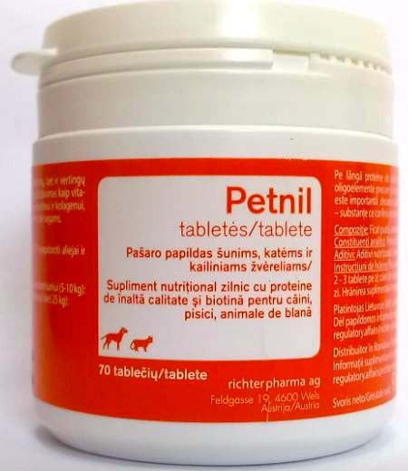 PETNIL (Richter) Supliment nutritiv piele şi blană, pt câini şi pisici 70tablete - Maxi-Pet.ro