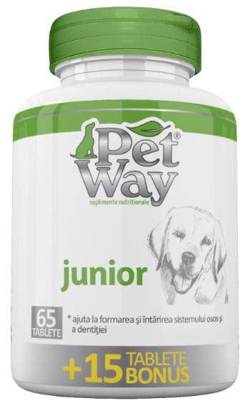PETWAY Junior Supliment nutritiv pentru căţei 65+15 tablete GRATIS - Maxi-Pet.ro