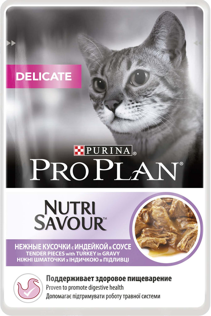 PRO PLAN Delicate - Plic hrana umeda pentru pisici, cu Curcan 85g