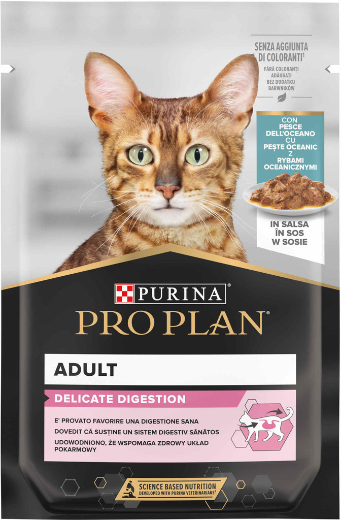 PRO PLAN Delicate - Plic hrana umeda pentru pisici, cu Peste Oceanic 85g