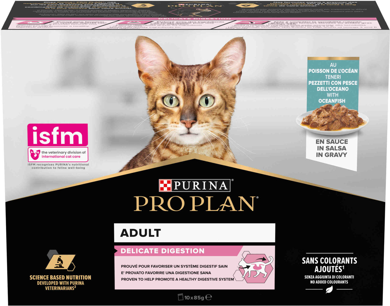 PRO PLAN Delicate Multipack hrana umeda pentru pisici, cu Peste oceanic 10x85g