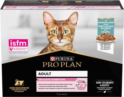 PRO PLAN Delicate Multipack hrana umeda pentru pisici, cu Peste oceanic 10x85g