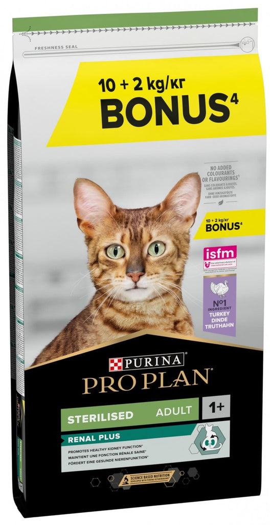 PRO PLAN Hrana uscata pentru pisici Adult Sterilised Renal, Curcan 10+2kg GRATIS
