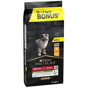 PRO PLAN Hrana uscata PUPPY Medium Breed, cu Pui 12kg+2kg GRATIS