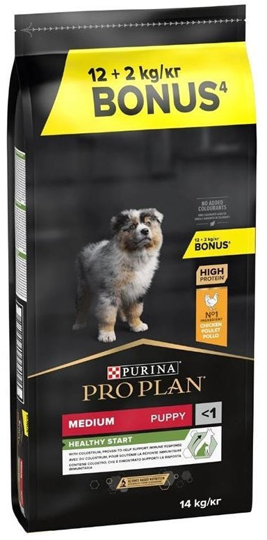 PRO PLAN Hrana uscata PUPPY Medium Breed, cu Pui 12kg+2kg GRATIS