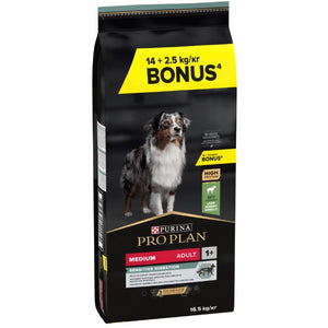 PRO PLAN Hrana uscata SENSITIVE DIGESTION caini Adult Medium, cu Miel 14kg+2,5kg